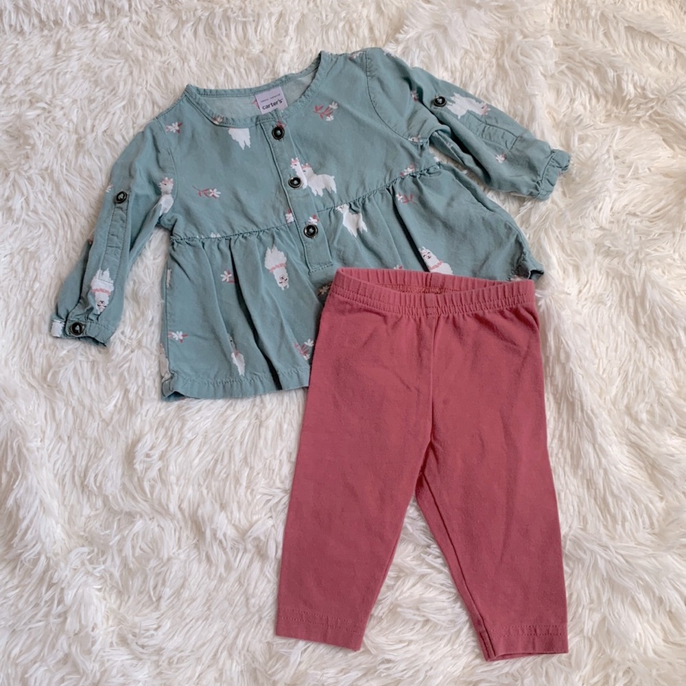 Carter’s Baby Girl Blue & Pink Llama Set